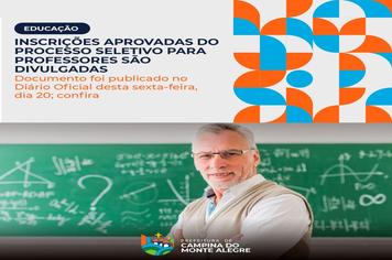 Lista de inscrições deferidas e indeferidas do processo seletivo para professores