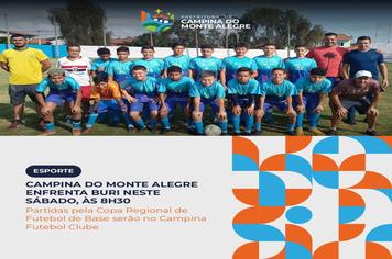 Atletas de Campina do Monte Alegre enfrentarão Buri em mais uma rodada pela Copa Regional de Futebol de Base
