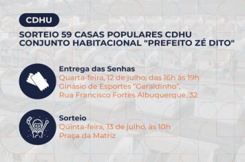 SORTEIO 59 CASAS POPULARES CDHU CONJUNTO HABITACIONAL PREFEITO ZÉ DITO