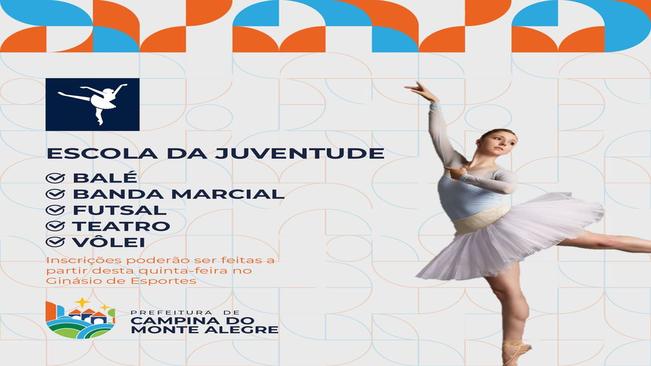 Inscrições para Escola da Juventude poderão ser feitas a partir desta quinta-feira (9)